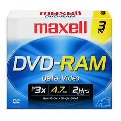 Maxell 3 X DVD-RAM 4.7 GB 3X - JEWEL CASE - STORAGE MEDIA