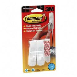 3M Medium Reusable Command Adhesive Strip Hook - 2 Hook - 3 lb Capacity - White