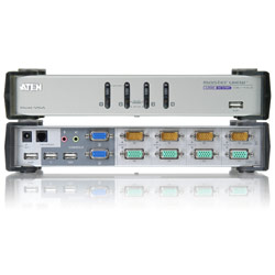 ATEN 4 PORT DUAL-VIEW KVM SWITCH W/AUDIO AND USB PERIPHERAL SHARING