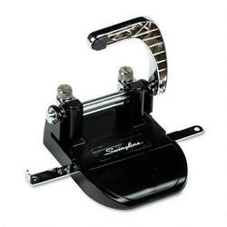 Swingline/Acco Brands Inc. 40-Sheet Capacity Heavy-Duty Steel 2-Hole Punch, 1/4 Dia., Chrome/Black (SWI74060)