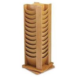 Buddy Products 48-Pocket Literature Display Floor Stand, Rotary, Medium Oak (BDY61511)