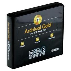Delkin 650MB (74 Minute) 52x Archival Gold CD-R Discs in Wallet Case - 10 Pack