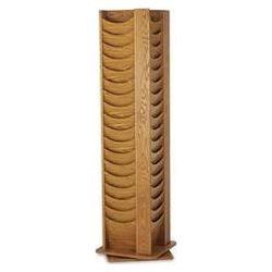 Buddy Products 72-Pocket Literature Display Floor Stand, Rotary, Medium Oak (BDY61611)