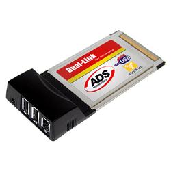 ADS TECHNOLOGIES ADSTech Dual Link Cardbus Card - 2 x USB 2.0 - External, 1 x 6-pin - FireWire External, 1 x 4-pin - FireWire External - Plug-in Module
