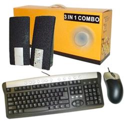 ADESSO Adesso KMS-301PB 3-in-1 Multimedia Combo (Keyboard, Mouse and Speakers) - Keyboard - Cable - Membrane - 104 Keys - Mouse - Optical - mini-DIN (PS/2) - Keyboard,