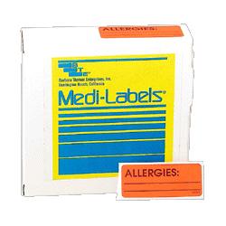 Redi-Tag/B. Thomas Enterprises Allergies Medi Label, 2-1/2 x1 , 500EA/RL,Fluorescent Red (RTG50320)