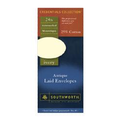 Southworth Company Antique Laid Envelopes, 24LB, Size 10, 50 Count, Ivory (SOUP46410)