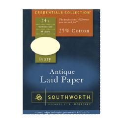 Southworth Company Antique Laid Paper, 24LB, 8-1/2 x11 , Ivory (SOUP464C)