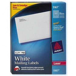 AVERY DENNISON Avery Dennison Address Label - 0.5 Width x 1.75 Length - Permanent - 8000 / Box - White (5167)