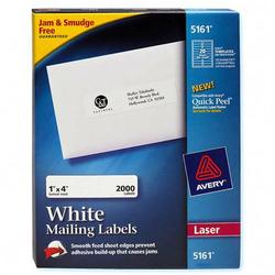 AVERY DENNISON Avery Dennison Address Label - 1 Width x 4 Length - Permanent - 2000 / Box - White (5161)