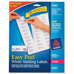 AVERY DENNISON Avery Dennison Address Labels - 1 Width x 2.62 Length - Permanent - 750 / Box - White (5260)