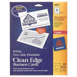 AVERY DENNISON Avery Dennison Clean Edge Laser Business Card - A8 - 2 x 3.5 - 200 x Card (5871)