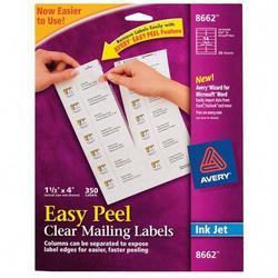 Avery-Dennison Avery Dennison Clear Ink Jet Mailing Labels - 1.33 Width x 4 Length/ Pack - Clear