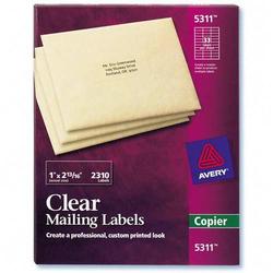 Avery-Dennison Avery Dennison Clear Mailing Labels - 1 Width x 2.81 Length - Permanent - 2310 / Box - Clear