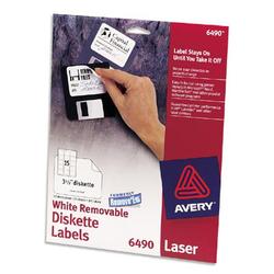 AVERY DENNISON Avery Dennison Diskette Labels3.5 Length - Removable - 375 / Box - White (6490)