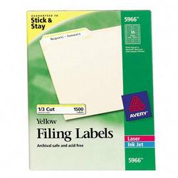 Avery-Dennison Avery Dennison Filing Labels - 0.66 Width x 3.43 Length - Permanent - 1500 / Box - Yellow