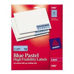 AVERY Avery Dennison High Visibility Labels - 1 Width x 2.62 Length - Permanent - 750 / Pack - Blue