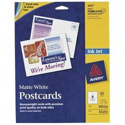 AVERY DENNISON Avery Dennison Ink Jet Matte Coated Postcards - 4.25 x 5.5 - Matte - 60 x Card