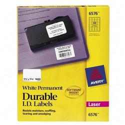 Avery-Dennison Avery Dennison Permanent Durable I.D. Labels - 1.2 Width x 1.75 Length - Permanent - White