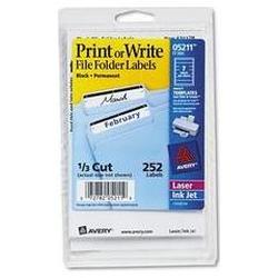 Avery-Dennison Avery Dennison Print or Write File Folder Label - 0.69 Width x 3.44 Length - Permanent - 252 / Pack - Black