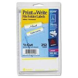 Avery-Dennison Avery Dennison Print or Write File Folder Label - 0.69 Width x 3.44 Length - Permanent - 252 / Pack - Yellow