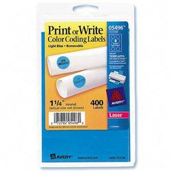 Avery-Dennison Avery Dennison Removable Round Color Coding Multipurpose Labels - 1.25 Diameter - RemovableLabel - Light Blue