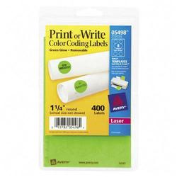 Avery-Dennison Avery Dennison Removable Round Color Coding Multipurpose Labels - 1.25 Diameter - RemovableLabel - Neon Green