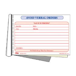 Tops Business Forms Avoid Verbal Orders Book, Carbon Interleaved, 4-1/4 x7 (TOP3373)