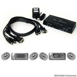 BELKIN COMPONENTS Belkin 2-Port Reverse KVM Switch - 2 x 1 - 2 x mini-DIN (PS/2) , 2 x mini-DIN (PS/2) , 2 x HD-15