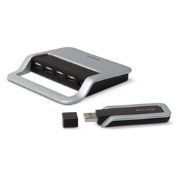 Belkin 4 Port USB 2.0 Wireless Hub - 4 x 4-pin USB 2.0 - USB - External