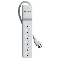 Belkin Home/Office 6 Outlet Surge Protector with 4'' cord - Receptacles: 6 - 720J