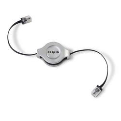 BELKIN COMPONENTS Belkin Modem Retractable Cable - 1 x RJ-11 - 1 x RJ-11 - 2.6ft - Silver