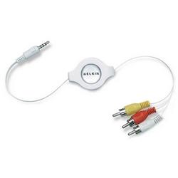 Belkin Retractable Audio/ Video Cable for iPod - 1 x Mini-phone - 3 x RCA - 5ft - Black