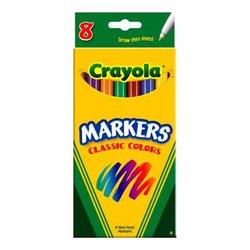 Binney & Smith Crayola Markers, Assorted Classic Colors, Thin Line, Box Of 8