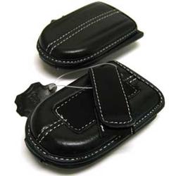 Wireless Emporium, Inc. Black Premium Cowhide Pouch for Sony Ericsson W300i/Z530i