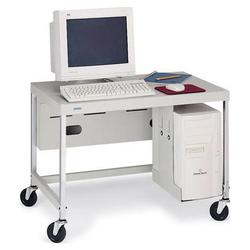 BRETFORD Bretford EC7000-GM Mobile Computer Desk - Rectangle - 1 CPU Holder, 3 Outlet Electric Unit - 27 x 36 - Steel - Chrome Legs, Gray Mist