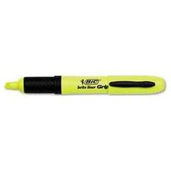 Bic Corporation Brite Liner Grip XL™ Highlighter, Pocket Clip, Chisel Tip, Fluorescent Yellow (BICBLMG11YW)