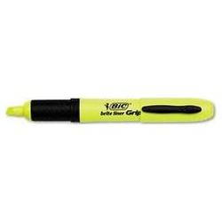 Bic Corporation Brite Liner Grip XL™ Highlighter, Pocket Clip, Chisel Tip, Fluorescent Yellow (BICBLMG11YW)