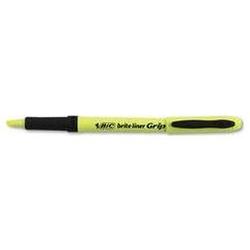 Bic Corporation Brite Liner Grip™ Highlighter, Fluorescent Yellow Ink (BICGBL11YW)