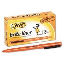 Bic Corporation Brite Liner® Highlighter, Fluorescent Orange Ink (BICBL11OE)