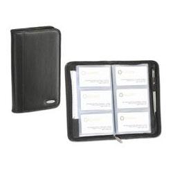 RubberMaid Business Card Book, Punched Leather, Zipper Closure, 72 Cap., Black (ROL50609)