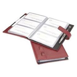 RubberMaid Business Card Book, Weave, 72 Cap., Faux Leather, Camel (ROL63024)