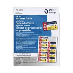 Elite Image Business Cards For Inkjet Printers, 250/BX, White (ELI76008)