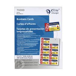 Elite Image Business Cards For Laser Printers, 250/BX, White (ELI76000)