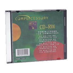 Compucessory CD-RW,Branded Surface,700MB/80 Minute Cap,12X Speed,50/Pack (CCS72102)