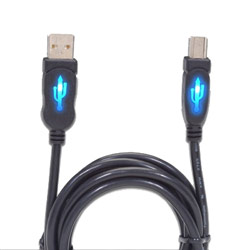 CP TECH USB 2.0 Lighted Cable - 1 x Type A USB - 1 x Type B USB - 10ft - Blue
