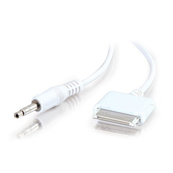 CABLES TO GO Cables To Go iPod Compatible 3.5mm to Dock Connector Audio Cable - 1 x Mini-phone - 1 x Proprietary - 4ft - White