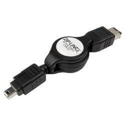 Zip-Linq Cables Unlimited Ziplinq Retractable 6Pin to 4Pin Firewire Cable - 1 x FireWire - 1 x FireWire - 2.5ft