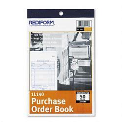 Rediform Office Products Carbonless Purchase Order Book, Dupl, Numbered, Bottom Punch, 5-1/2x7-7/8 (RED1L140)