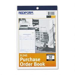 Rediform Office Products Carbonless Purchase Order Book, Tripl, Numbered, Bottom Punch, 5-1/2x7-7/8 (RED1L141)